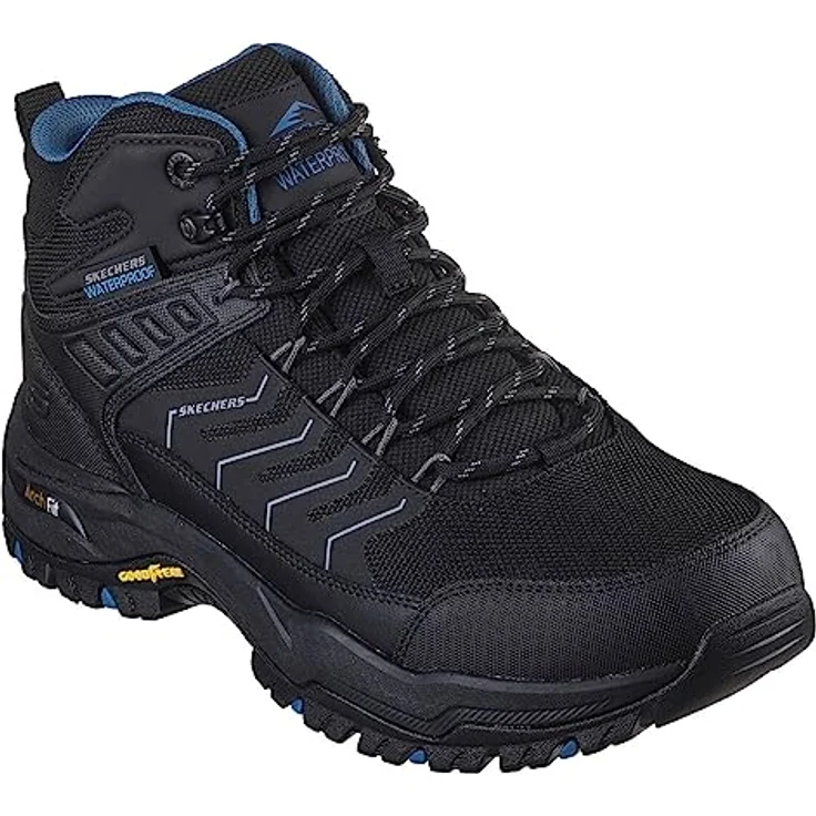 Skechers Wanderschuhe, Leder Trekkingschuh mit wasserabweisendem Obermaterial und Memory-Foam, Schwarz – Bild 2