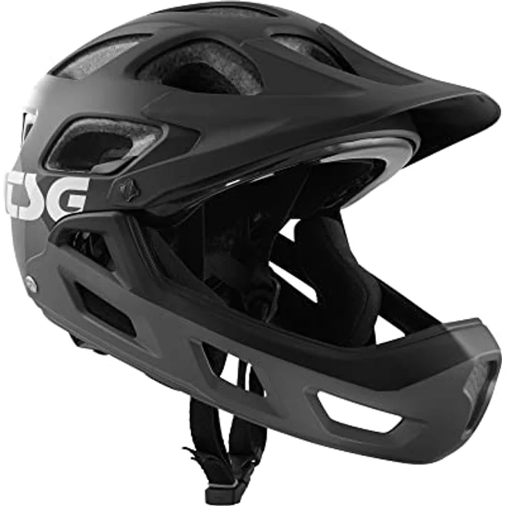 TSG Fullface Bike Helm Seek FR, All-Mountain-Enduro Helm mit abnehmbarem Vollgesichtsschutz, flow grey/black, XXS/XS (52-54cm) – Bild 1