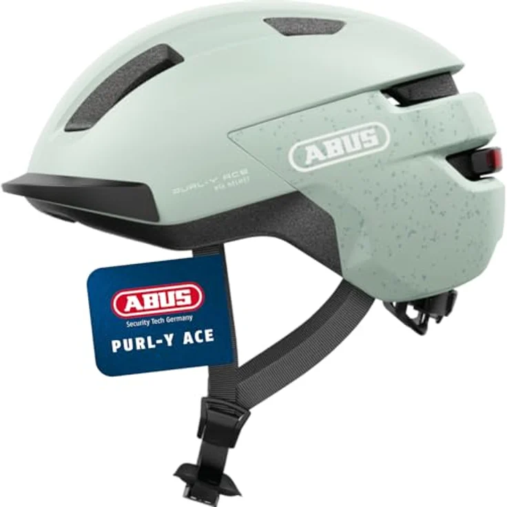 ABUS Purl-Y ACE Fahrradhelm mit LED-Licht, Mint Green, Größe S, NTA-Norm konform, höhenverstellbar, leichtgewichtig, waschbare Innenpolster – Bild 1