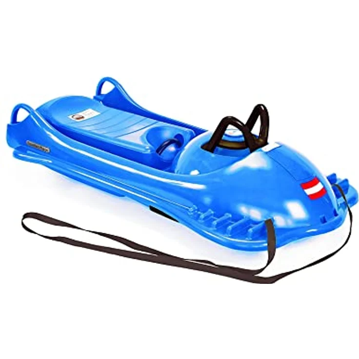 KHW Profi Lenkschlitten XXL Mountain Racer, sportlich-dynamische Rennbobform, ergonomischer Sitz, Metall-Einhandbremse, Iceblue, Made in Germany – Bild 1