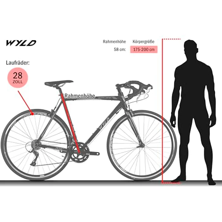 WYLD Rennrad Whirlwind 200, 28'' in Schwarz-Lila mit 18 Gängen und Aluminium-Rahmen (58 cm) – Bild 3