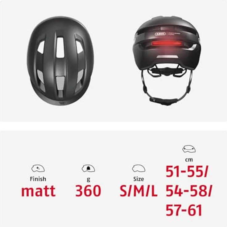 ABUS Fahrradhelm PURL-Y ACE mit LED-Licht – NTA-Schutzhelm für E-Bike und S-Pedelec – Dunkelgrau, Größe S – Bild 5