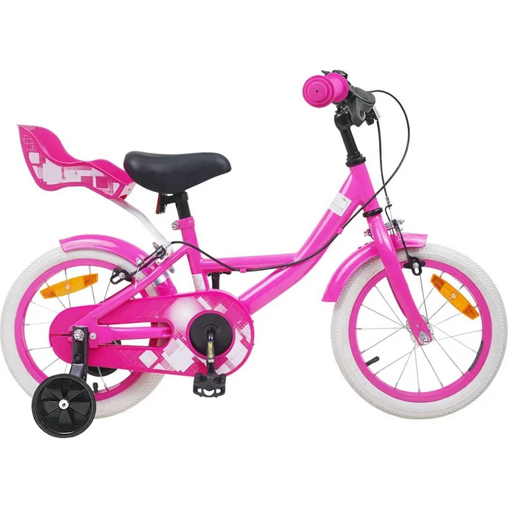 vidaXL Kinderfahrrad 16 Zoll für 4-6 Jahre, rosa, inkl. Stützräder, 112,5 x 51 x 75 cm