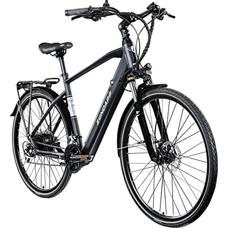 ZÜNDAPP Z810 Ebike Herren 28 Zoll Trekkingfahrrad | E-Bike mit 24 Gängen und hydraulischen Scheibenbremsen, schwarz, 52 cm