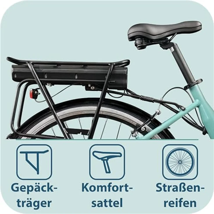 Tretwerk Linea E-Bike, 28 Zoll Tiefeinsteiger Damen Fahrrad mit 250W Nabenmotor, 95 km Reichweite, grün – Bild 8