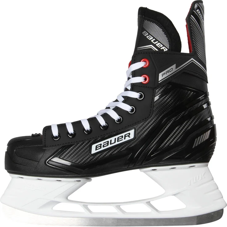 Bauer Pro Skate Senior, Schlittschuhe mit anatomischer Passform, Edelstahlkufe und klassischem Schnürsystem, Größe 42