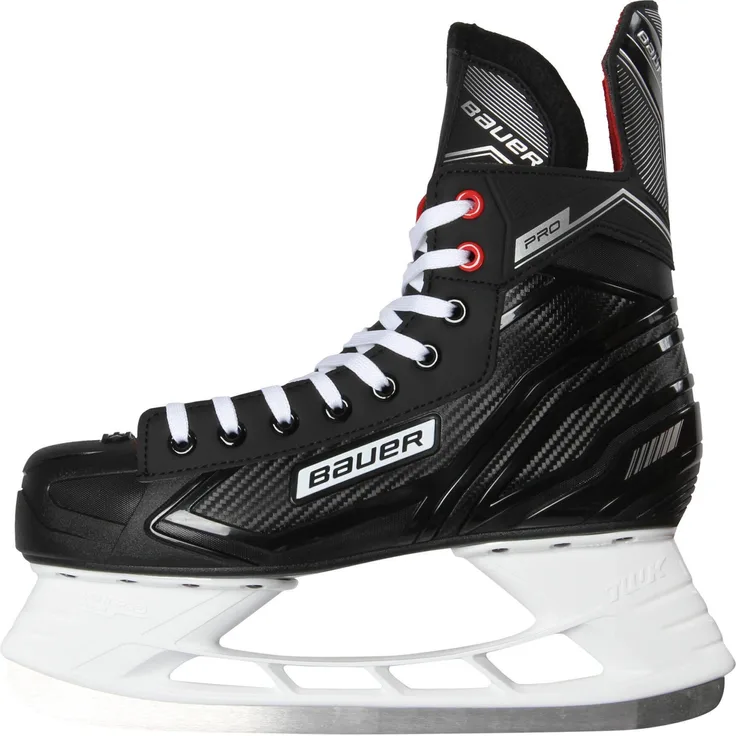 Bauer Pro Skate Senior, Schlittschuhe mit anatomischer Passform, Edelstahlkufe und klassischem Schnürsystem, Größe 42