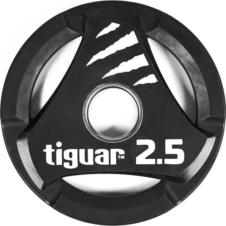tiguar PolyurethanGewichtsscheibe 2,5 kg, Gusseisen mit rutschfester Polyurethan-Ummantelung, vibrationsdämpfend, mit Griffen für Hanteln & Krafttraining