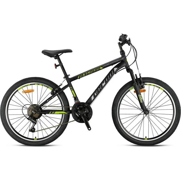 Ty-Trade 24 Zoll Mountainbike Kinder MTB Fahrrad MAGNUM, Grün, 21 Gänge, Federung, höhenverstellbar