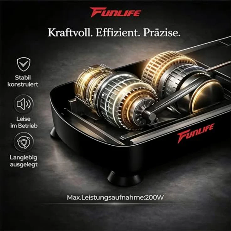 Funlife V6 Vibrationsplatte, 120kg, 120 Stufen & 5 Programme, Fitnessplatte mit Trainingsseilen & Bluetooth, kompakt & leise für Heimtraining – Bild 2