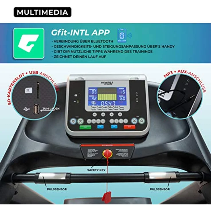 Miweba Sports elektrisches Laufband HT5000 - Incline bis 15% - Große Lauffläche – 3,5 PS - 18 km/h - 12 Laufprogramme - Innovatives Dämpfungssystem – Klappbar (Schwarz) – Bild 4
