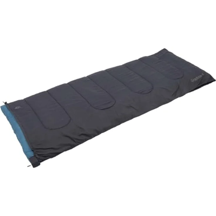 Bo-Camp Schlafsack Graphit-L, 200x80 cm, grau/blau, komfortabel ab 12 Grad, gute Isolierung mit 3D Hohlfaserfüllung – Bild 2