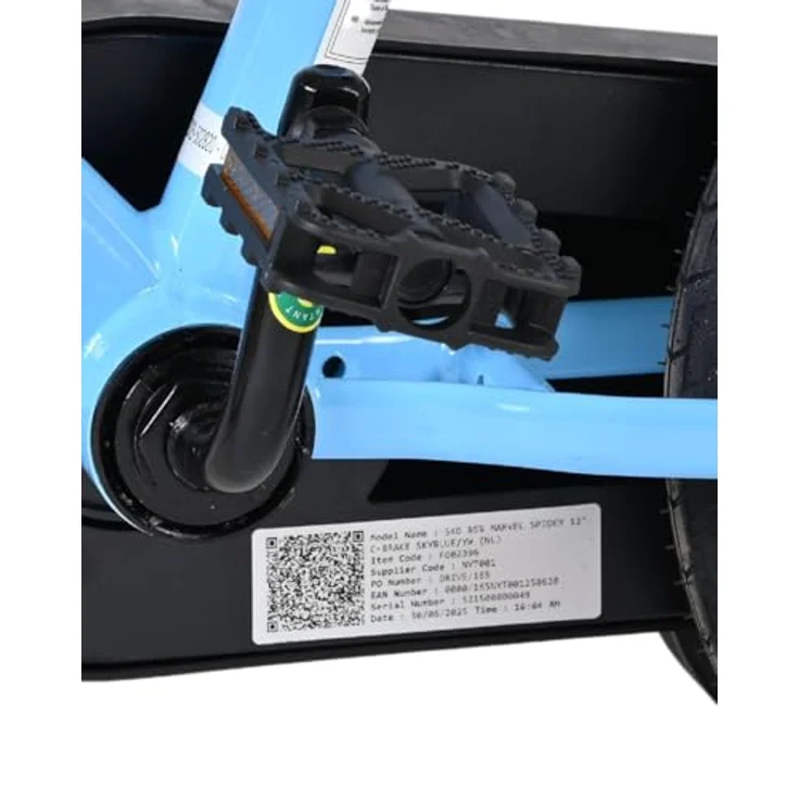 Volare Spidey Kinderfahrrad, 12 Zoll, Blau, abnehmbare Seitenräder, höhenverstellbarer Sattel und Lenker, Rücktritt- und Handbremse, geschlossener Kettenkasten – Bild 10