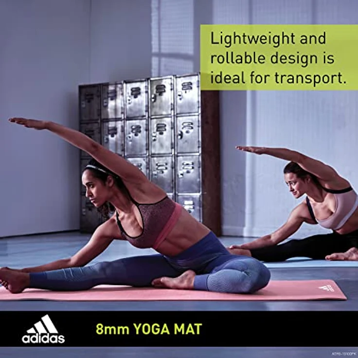 Adidas Yoga Mat - 8mm - Glow Pink, rutschfeste Textur, PVC-frei, 176 x 61 cm, 2 Jahre Herstellergarantie – Bild 4