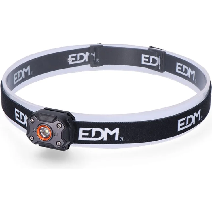 EDM 8-W-Stirnlampe 36417, 5 Modi, USB Typ C wiederaufladbar, 400lm Turbo-Modus, Aluminiumgehäuse, inkl. Farbbänder – Bild 1