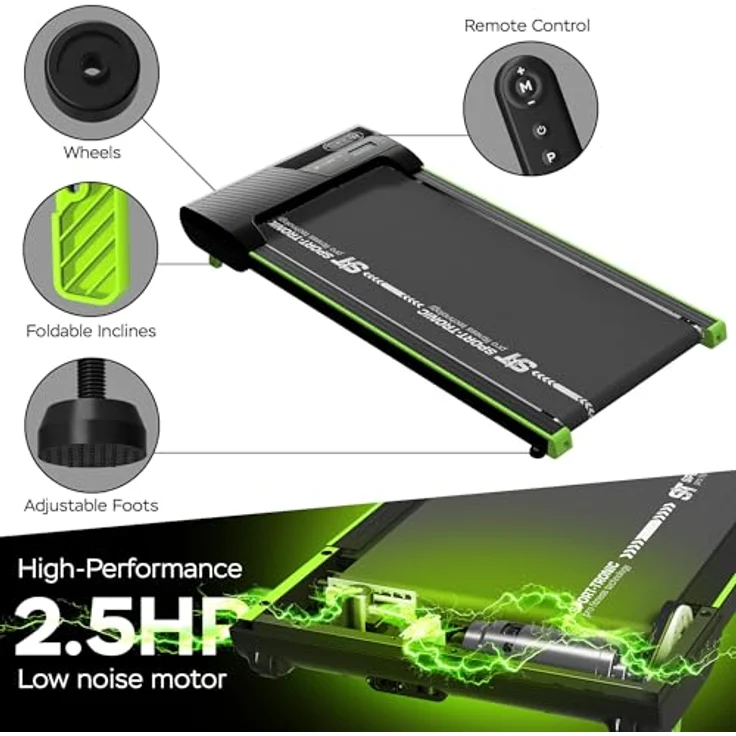 TurboTronic Walking Pad & Gehtrainer bis 6 km/h, 2 Steigungsstufen, 4 Programme, LED-Display & Fernbedienung, bis 120 kg, ultraflaches Laufband für Büro & Zuhause – Bild 4