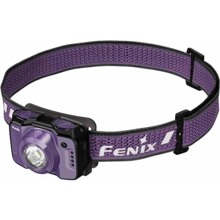 Fenix HL12R V2.0, Lila Wiederaufladbare Outdoor Stirnlampe mit 500 Lumen, 125 m Reichweite, 112 Stunden Akkulaufzeit, IP66, mit weißem und rotem Strahl