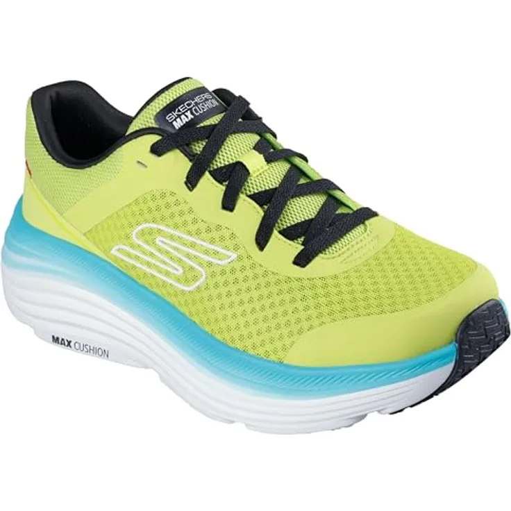 Skechers Max Cushioning Herren-Laufschuhe, atmungsaktives Obermaterial, dämpfende Polsterung, Limette (40), Grün