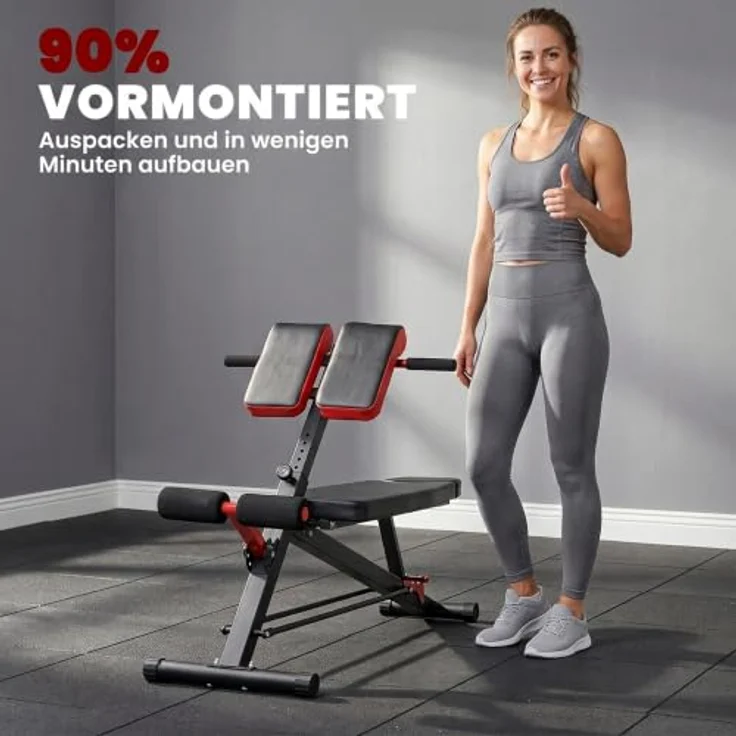 HOMCOM Hantelbank, Verstellbar, Stahl, bis 120 kg belastbar, Schwarz/Rot – Bild 8