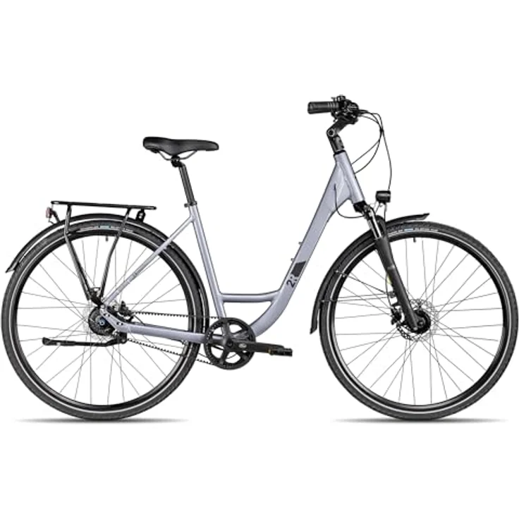 2R Manufaktur TRX TWO Wave, Damen-Citybike mit Tiefeinstieg, 28 Zoll, Silber, 51 cm, hydraulische Scheibenbremsen, Federgabel, wartungsarmer Riemenantrieb – Bild 1