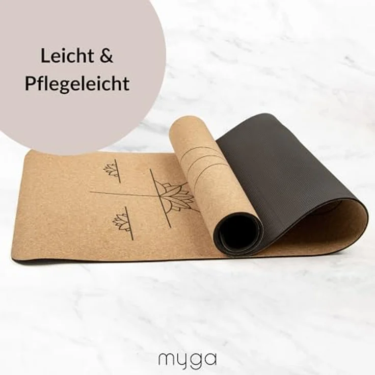 Myga XL Kork Yogamatte, 200 cm x 70 cm, rutschfest, wärmereguliert, leicht zu tragen, 6 mm dick, ideal für Yoga, Pilates, Meditation & Fitnessübungen – Bild 5