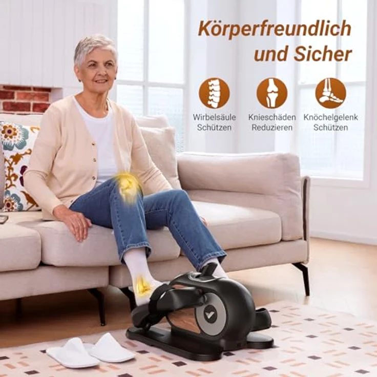 MERACH Mini Elektrischer Crosstrainer, Untertisch Ellipsentrainer mit Fernbedienung, 12 Geschwindigkeiten, LCD-Display, rutschfestem Pad, leise & tragbar für Senioren und Erwachsene – Bild 3