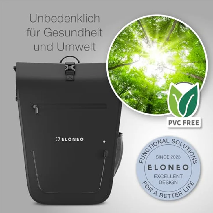 eloneo Fahrradtasche Gepäckträgertasche, wasserdicht mit LED, schwarz – Bild 8