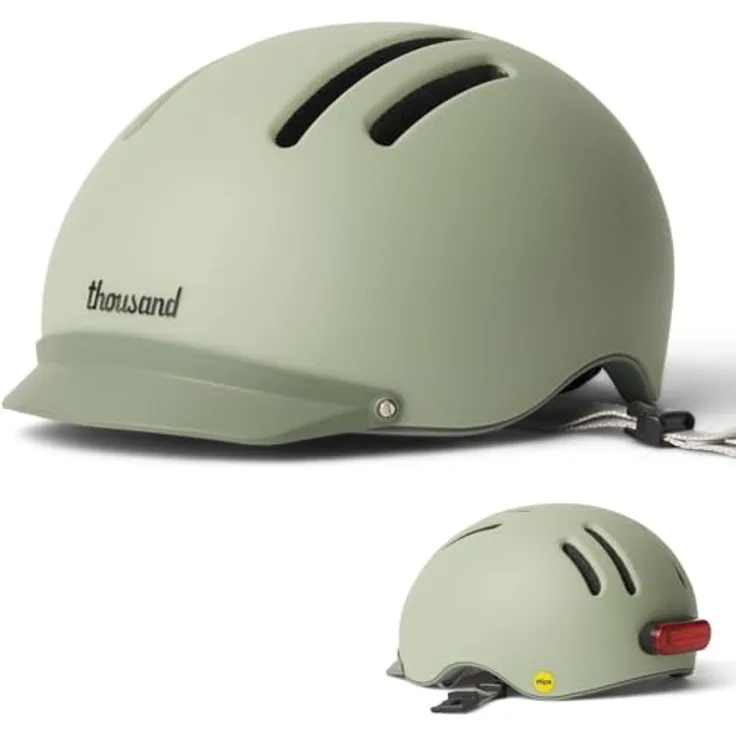 Thousand Chapter Desert Sage L MIPS Fahrradhelm, urbaner Helm mit MIPS-Schutz, integriertem 50 Lumen Rücklicht und aktiver Belüftung