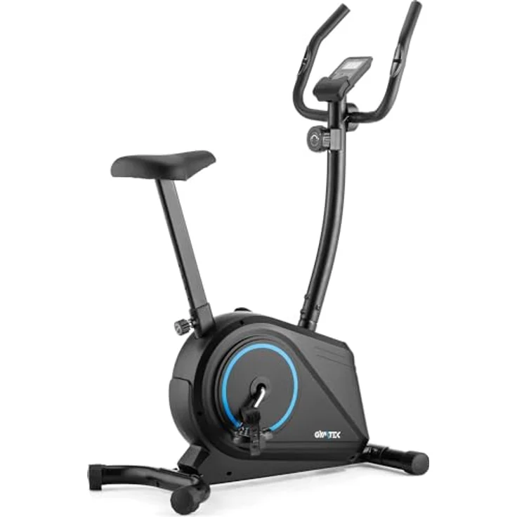 Gymtek® Ergometer Heimtrainer XB700, Magnetisch, Klappbar bis 120kg, 8 Widerstandsstufen, 5kg Schwungmasse,  Bike Indoor, Schwarz – Bild 4