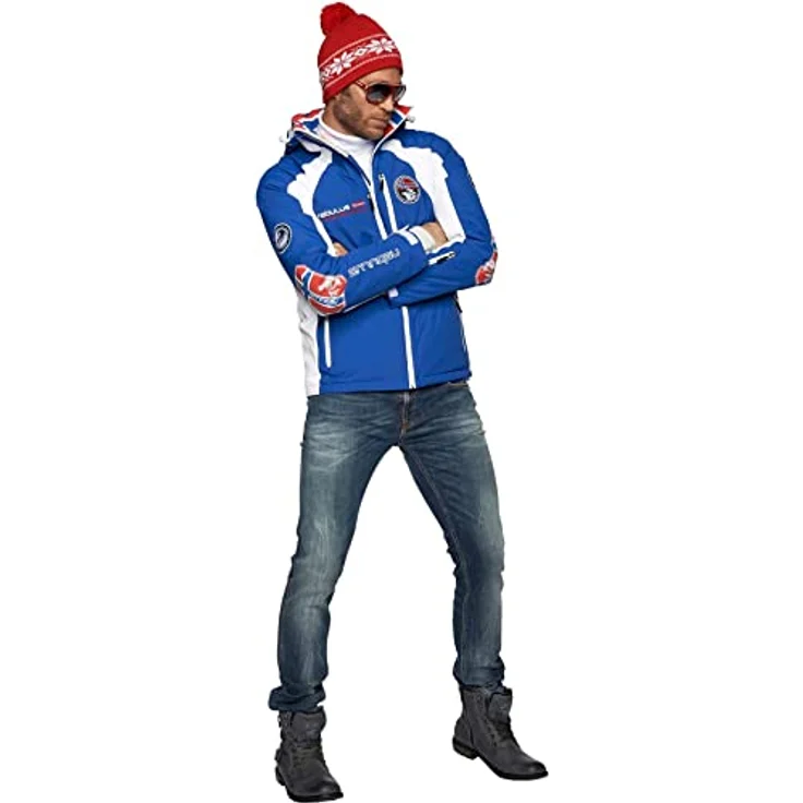 Nebulus MAESTRO SKI Skijacke, wasserdichte und atmungsaktive Winterjacke mit abnehmbarer Kapuze, blau-weiß, XL – Bild 5