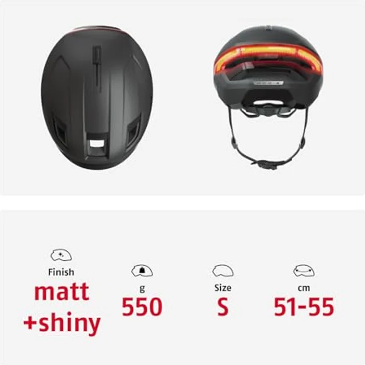 Abus HYP-E Velohelm, 51-55 cm, mit 365° Protection, integrierten Front- und Rücklichtern, NTA-Norm für E-Bike Sicherheit und Belüftungssystem – Bild 5