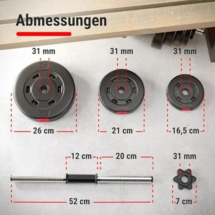 Hop-Sport Kurzhanteln 2er Set - Hanteln Set - Gewichte 20kg / 40kg - Hantelstange 30mm mit Sternverschlüssen, gerändelt (1 x 20 kg) – Bild 8