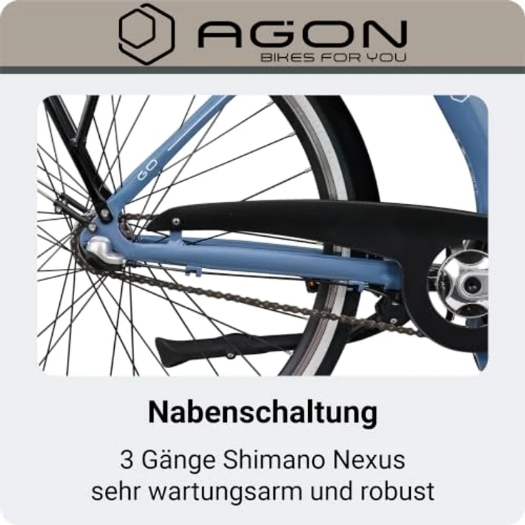 Agon Assist E-Bike City, Aluminium Tiefeinsteiger mit 250 W Motor, 28 Zoll, dusty blue – Bild 6