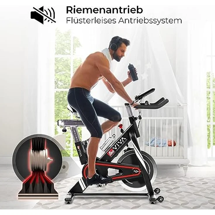 AsVIVA Indoor Cycle Speedbike S14 Bluetooth | inkl. SPD Klickpedale & Brustgurt (Pulsgurt) | 23kg Schwungmasse | App kompatibel | stufenlose Widerstandseinstellung – Bild 4