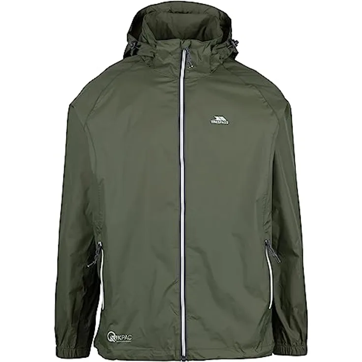 Trespass Qikpac Unisex Sportjacke, Größe XL, wasserdicht, atmungsaktiv, verstellbare Kapuze, elastische Bündchen, winddicht