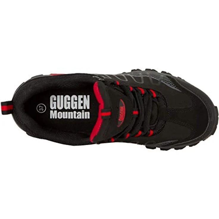 GUGGEN Mountain Damen Wanderschuh T002, Wasserabweisend, Verstärkte Schuhspitze, Softshell-Leder-Mix, Schwarz – Bild 9
