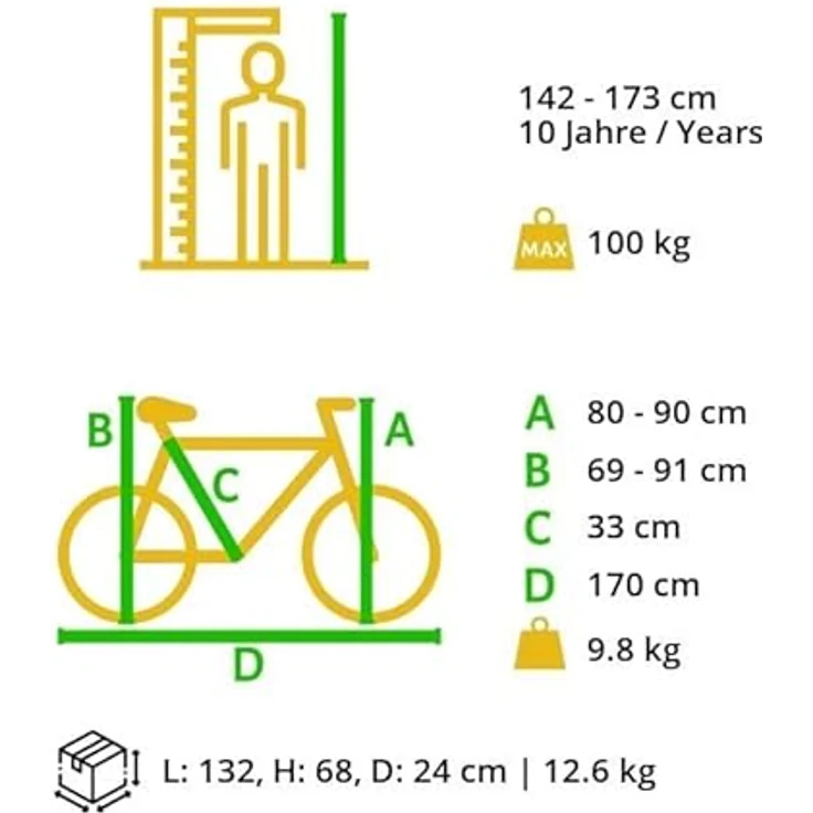 BIKESTAR Leichtgewicht 10 kg City Bike Aluminium | 26 Zoll 9 Gang Shimano Schaltung Ultra Leicht | Grün – Bild 2
