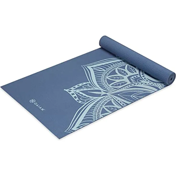 Gaiam Yogamatte, 5 mm dick, rutschfeste Trainingsmatte mit strukturierter Grifffläche, gepolsterte Unterstützung, verschiedene Designs (61 x 172,7 cm)