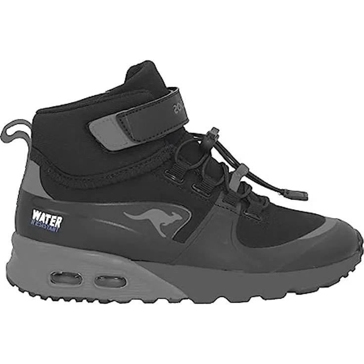 KangaROOS KX-Hydro High-Top Kinder Unisex Sneaker, wasserfest mit Klettverschluss, schwarz/grau