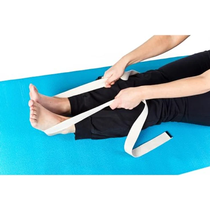 Sport-Thieme Yoga Gurt Baumwolle, verstellbar mit Metallschnalle, 183x3.8 cm, Weiß, unterstützt Dehnübungen für mehr Flexibilität und stabile Körperhaltung – Bild 4