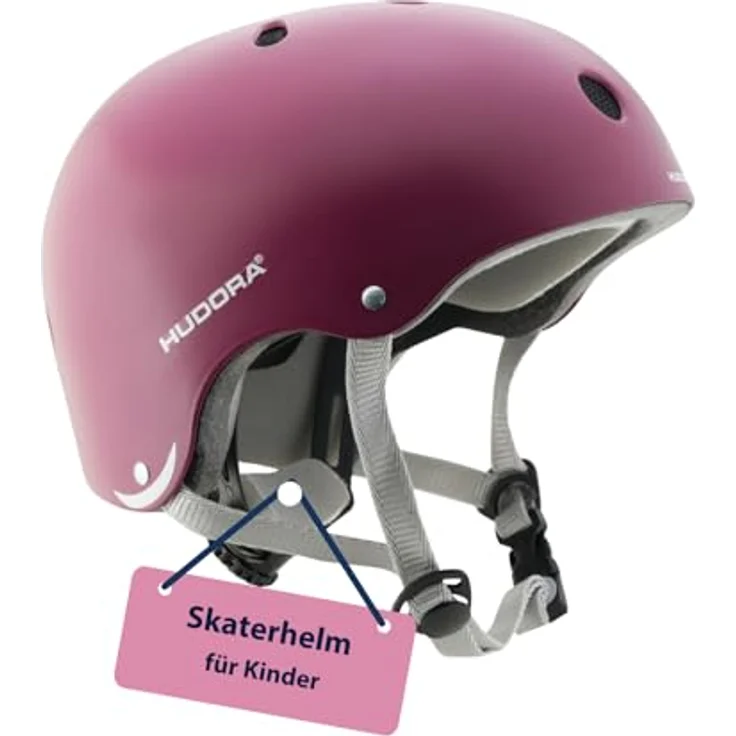 Hudora Velohelm 52 cm, Skaterhelm mit stoßfester ABS-Schale, EPS-Schaumpolsterung und 11 Air-Vent-Belüftungsöffnungen, berry – Bild 1