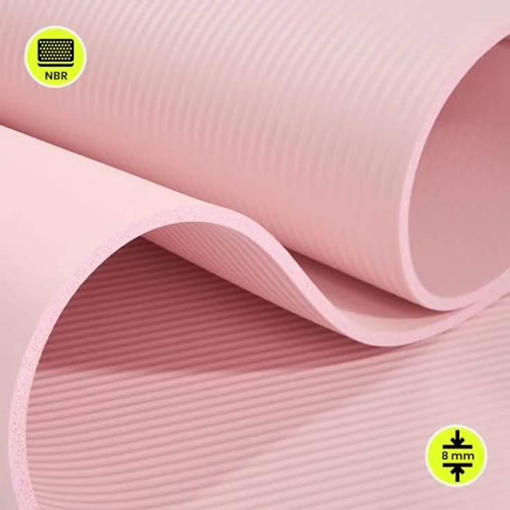 HyperMotion Yogamatte HYP55 YOGA MAT 0.8P, NBR-Schaum, 183x61 cm, 8 mm Komfortstärke, pink mit Tragegurt – Bild 9