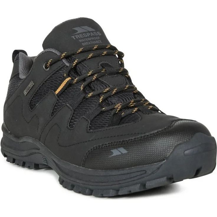 Trespass Finley Low Cut, Wanderschuh in Schwarz mit rutschfester Sohle und atmungsaktiven Eigenschaften