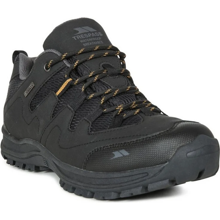 Trespass Finley Low Cut, Wanderschuh in Schwarz mit rutschfester Sohle und atmungsaktiven Eigenschaften