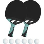 Cornilleau Tacteo 30, Tischtennisschläger-Set für den Außenbereich mit hohem Grip, 2er Pack und 6 Trainingsbällen