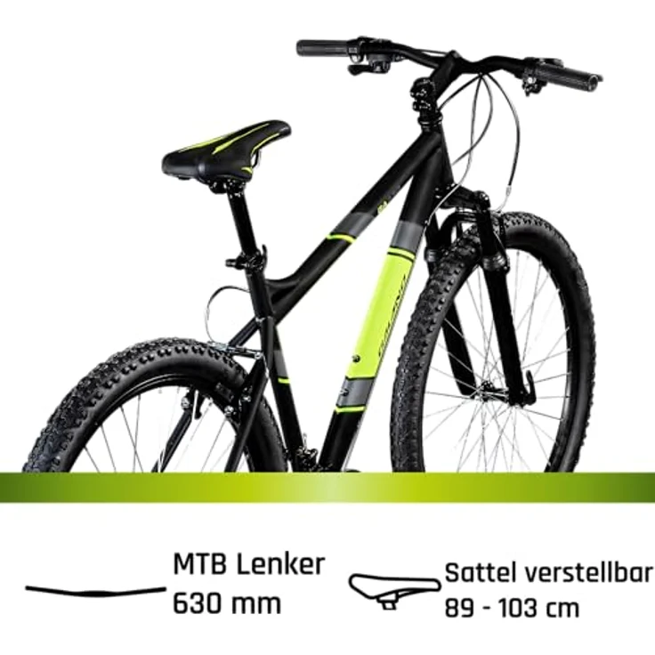 Galano GA270 Mountainbike, 27,5 Zoll Hardtail mit 21 Gängen, schwarz/grün – Bild 7