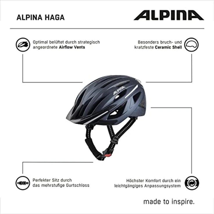 Alpina Haga Indigo Matt, Größe 58 - 63 cm - Fahrradhelm, Farbe Blau – Bild 7