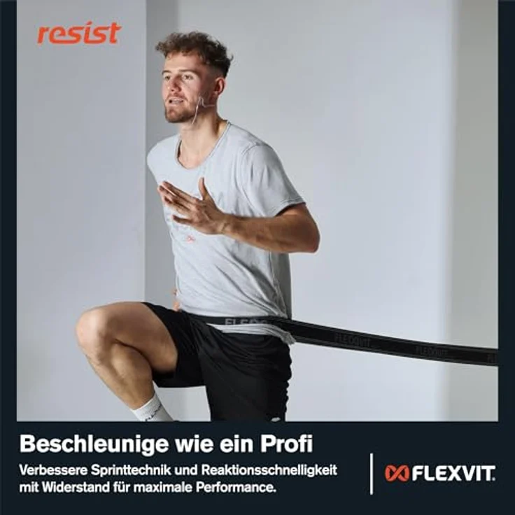 FLEXVIT Resist Sprint (Schwarz), Starkes Widerstandsband für Profis, Hautfreundlich, Robust und Ideal für Intensives Training, Made in Germany – Bild 5