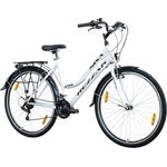 Rezzak 28 Zoll Damenfahrrad Citybike, 21 Gang, Weiß Schwarz, Aluminiumfelgen, V-Bremse, Beleuchtung