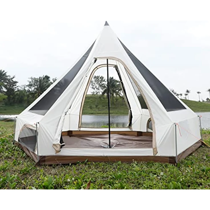 KINGCAMP Tipi Zelt Dschingis 320, Campingzelt für 2 Personen mit 3000 mm Wassersäule, integrierten Sonnensegeln und leichtem Packmaß – Bild 3